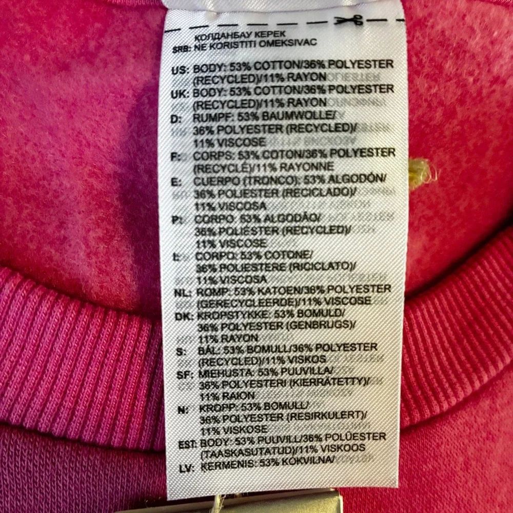 NEW Adidas Crewneck Pullover Fleece Sweatshirt Rose Hot Pink 3‎ Stripes XS
